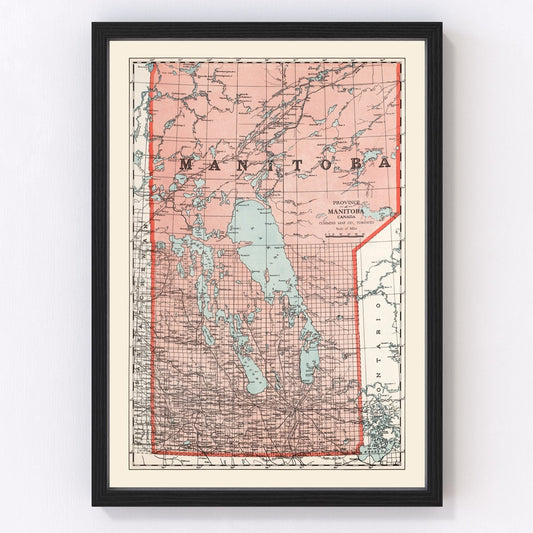 Vintage Map of Manitoba Canada, 1925