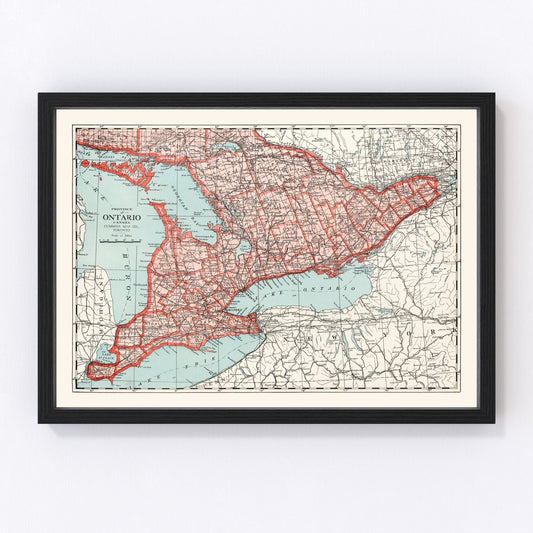 Vintage Map of Ontario Canada, 1925