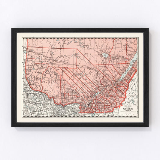 Vintage Map of Quebec Canada, 1925