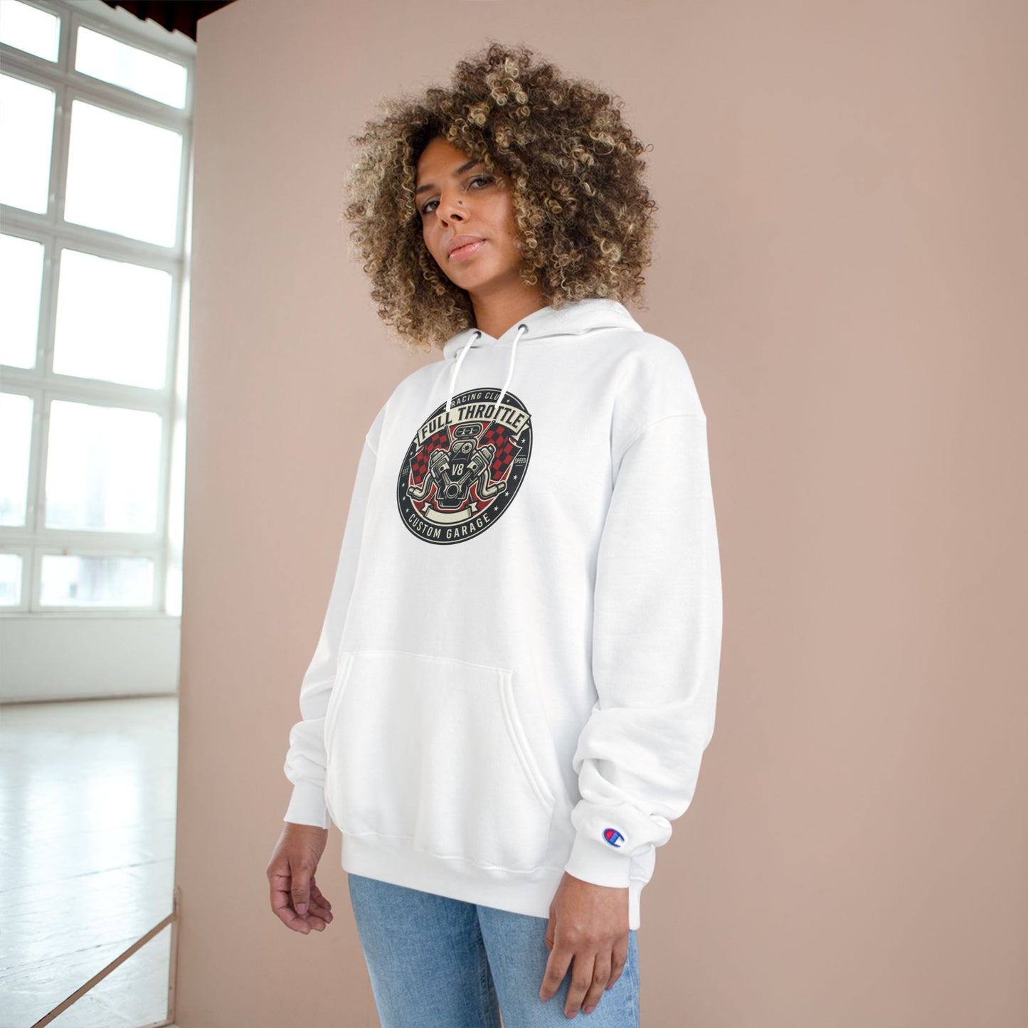 Full Throttle Champion Hoodie — Vintage Racing Graphic