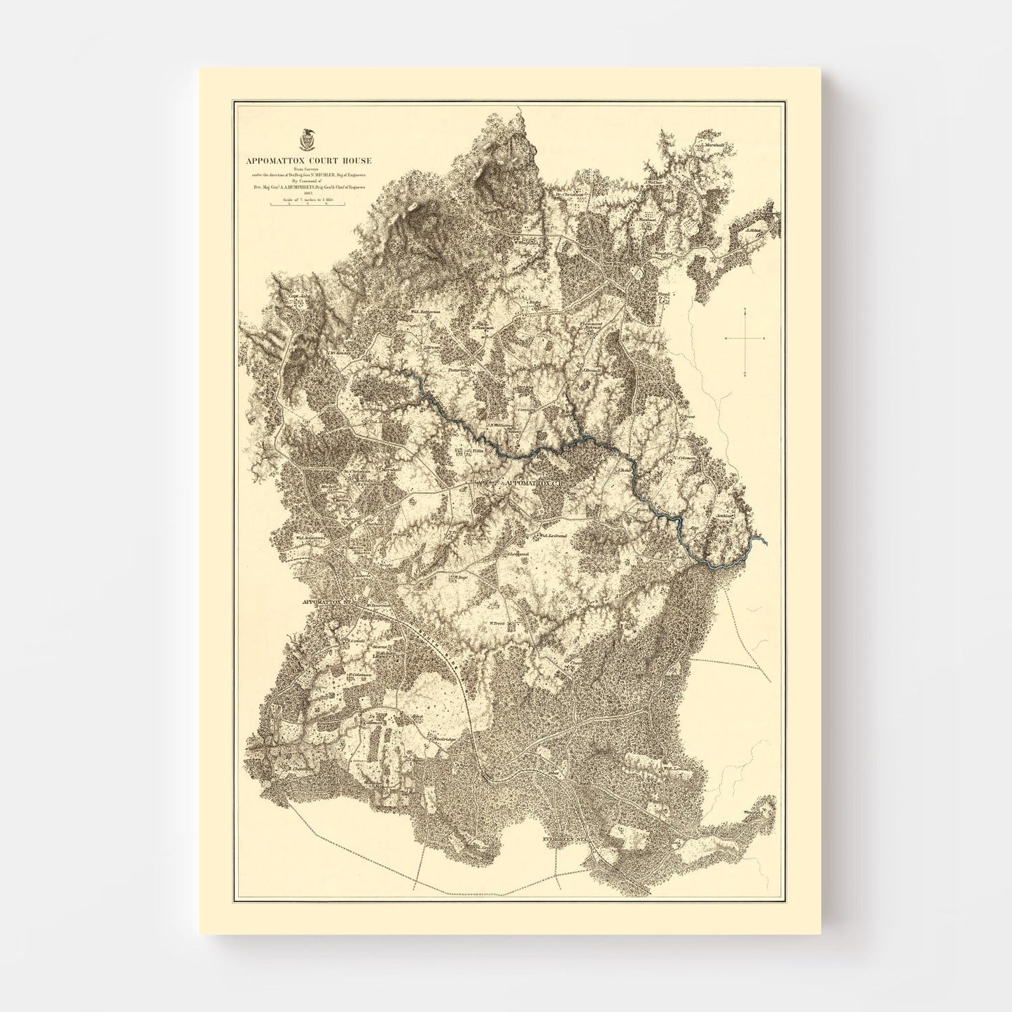Vintage Map of the Battle of Appomattox Court House, 1869