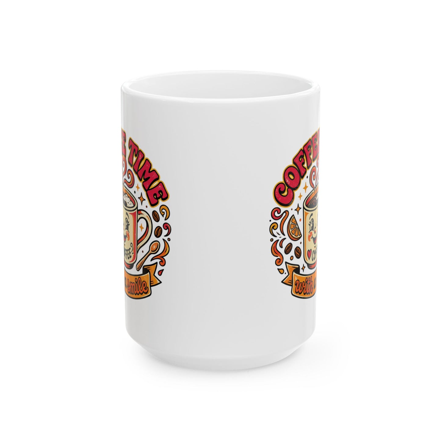 Coffee Time Ceramic Mug (11oz/15oz) – Retro Coffee Cup Design