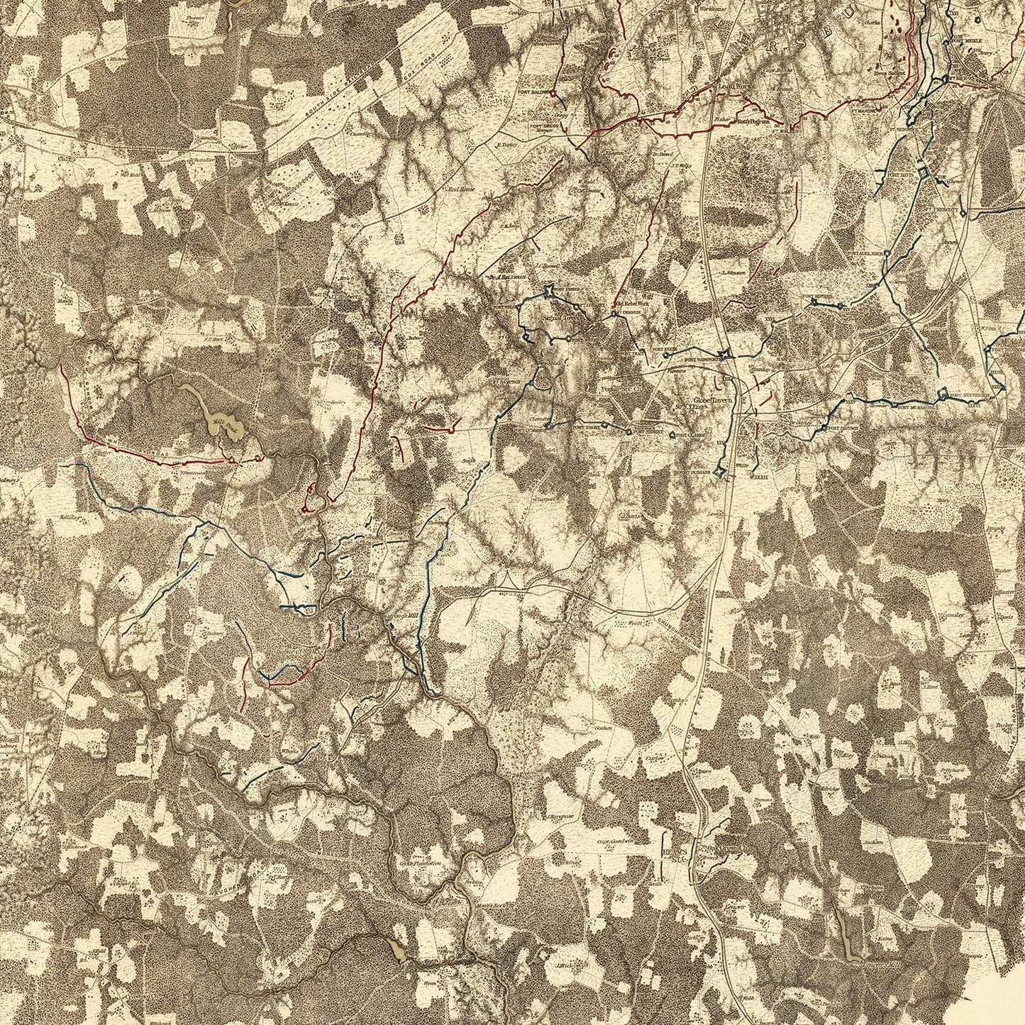 Vintage Map of the Battle of Petersburg & Five Forks, 1869