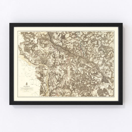 Vintage Map of the Battle of Richmond, 1869