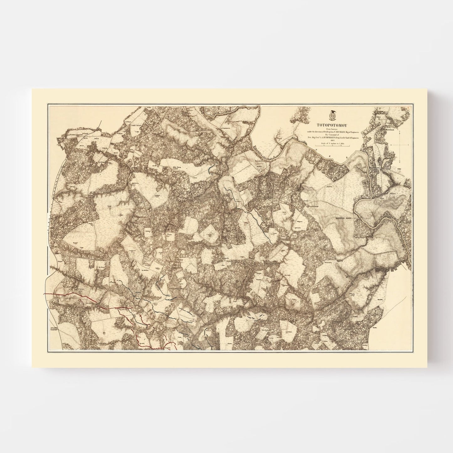 Vintage Map of the Battle of Totopotomoy, 1869