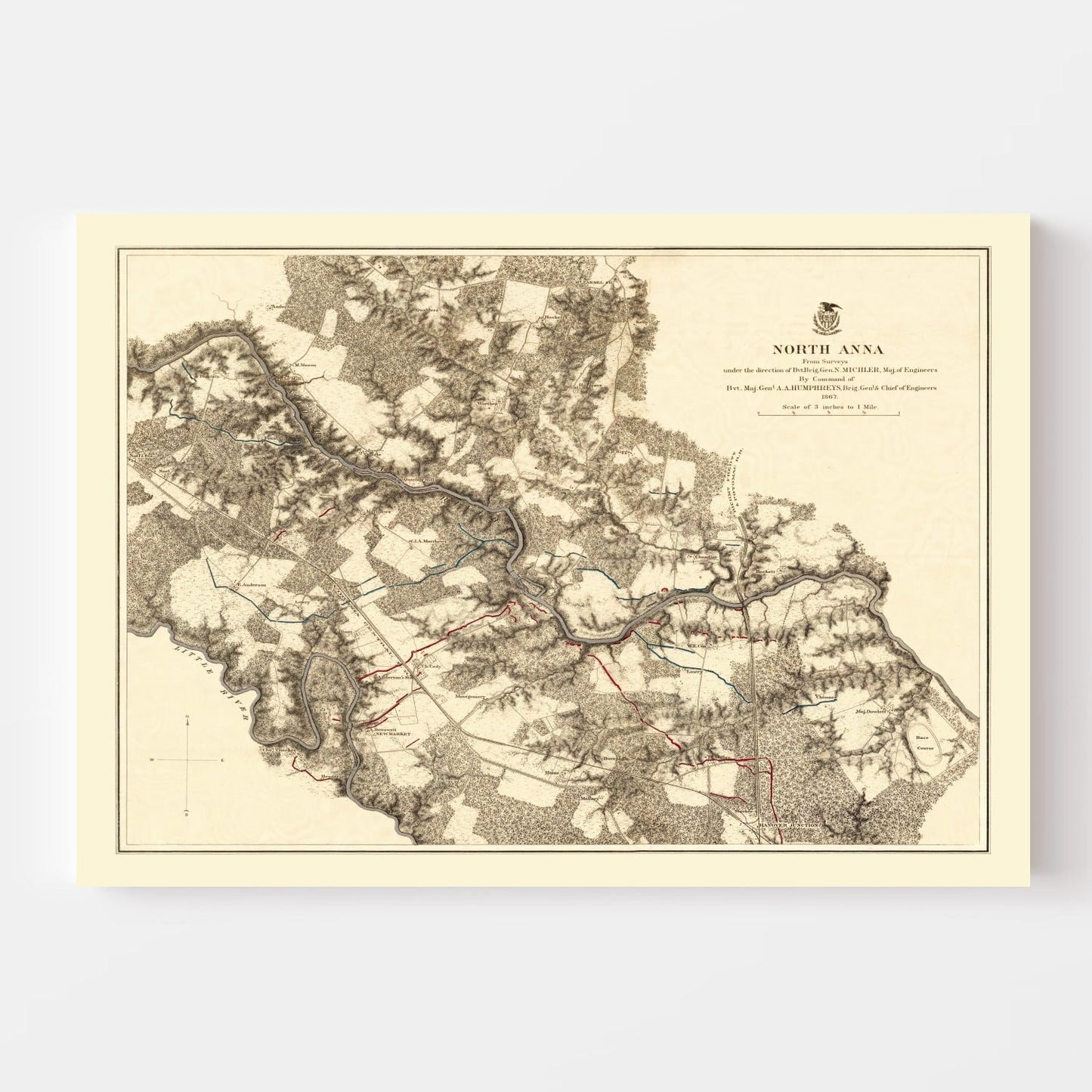 Vintage Map of the Battle of North Anna, 1869