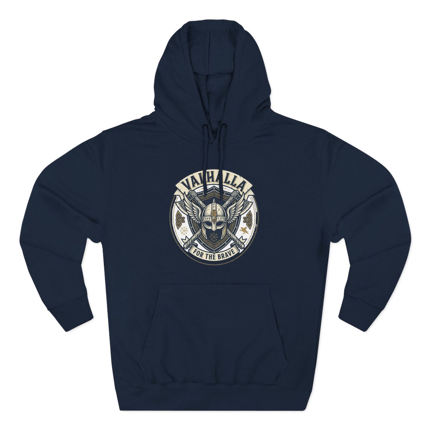 Viking Valhalla Skull Hoodie – "For the Brave" Graphic Fleece Hoodie