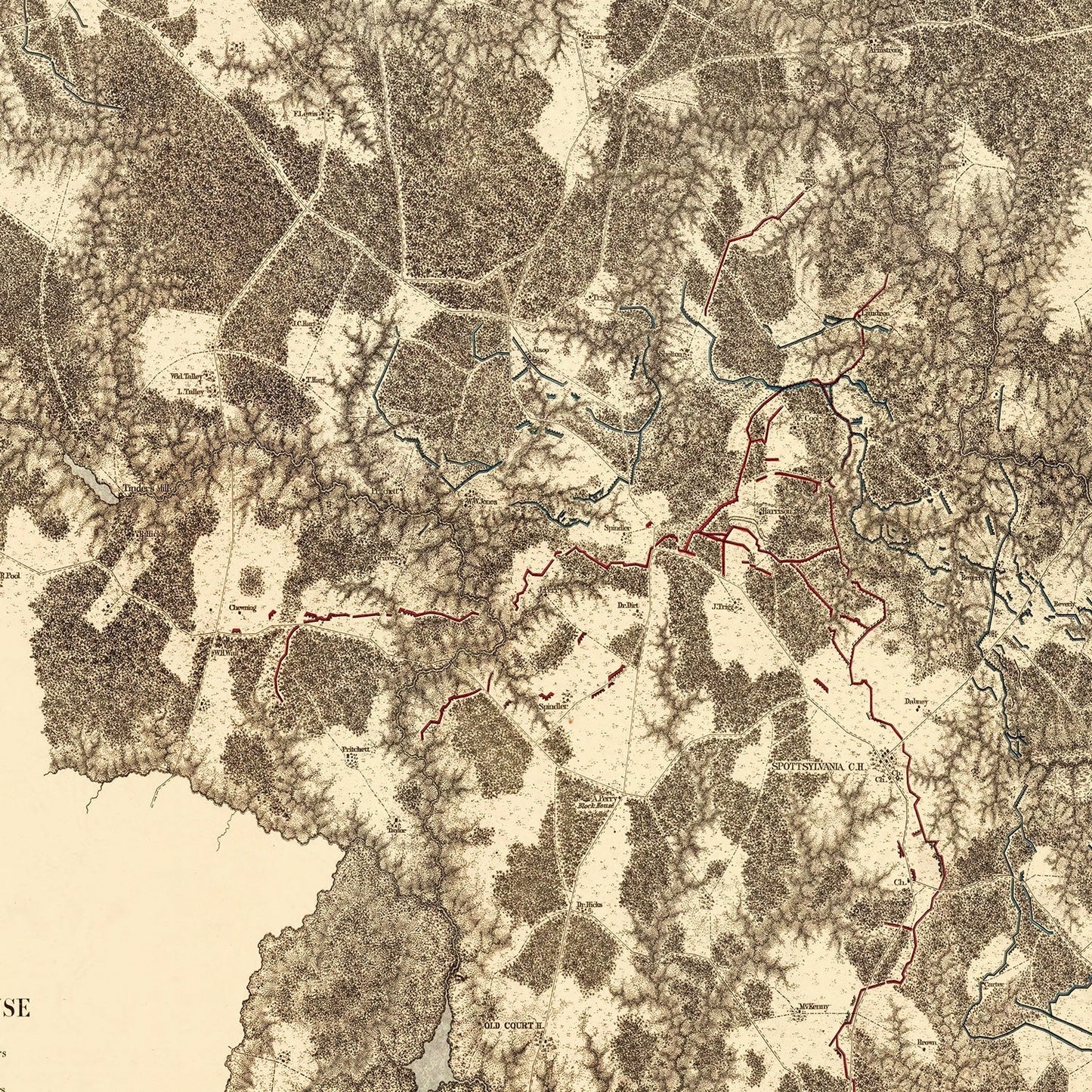Vintage Map of the Battle of Spottsylvania Court House, 1869