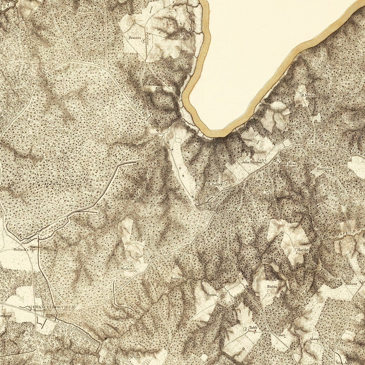 Vintage Map of the Battle of Chancellorville, 1869