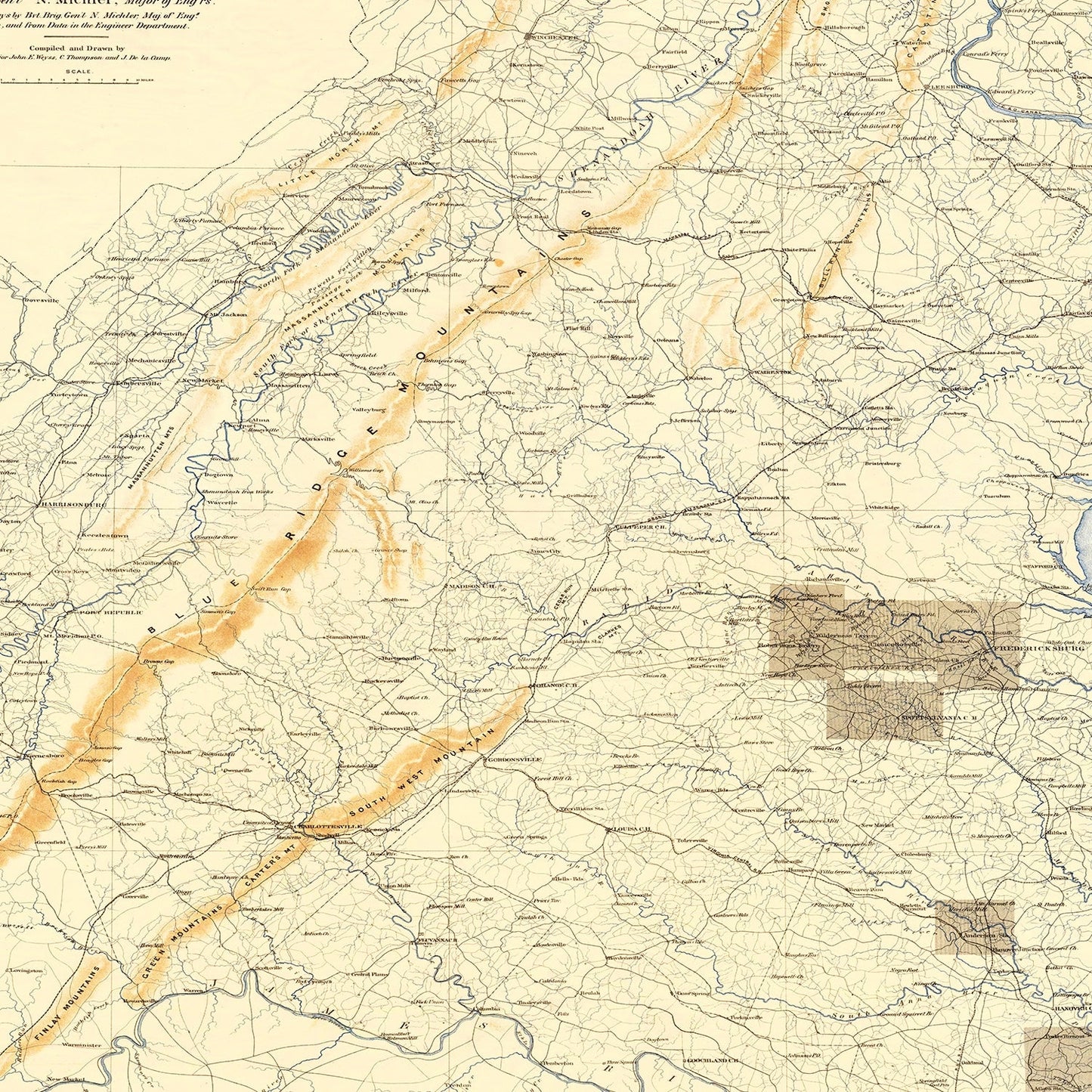 Vintage Map of the Gettysburg Pennsylvania Region, 1869