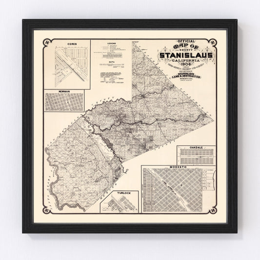 Vintage Map of Stanislaus County, California 1906