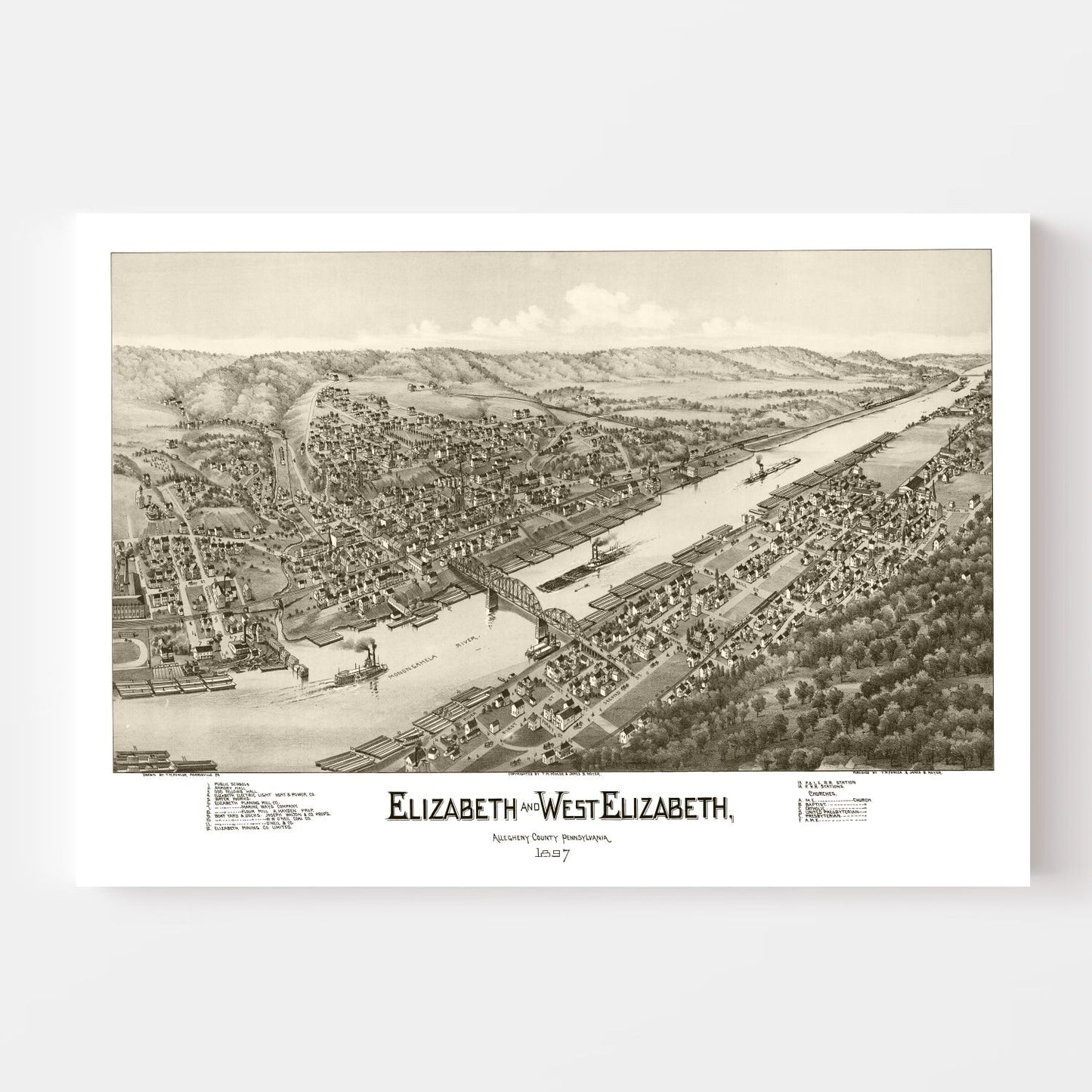 Vintage Map of Elizabeth, Pennsylvania 1897