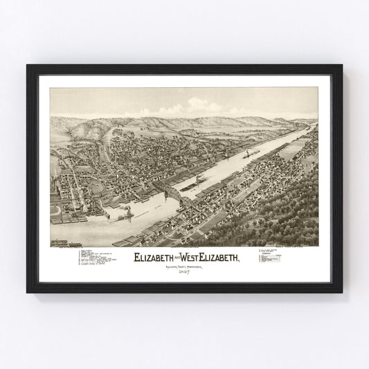 Vintage Map of Elizabeth, Pennsylvania 1897