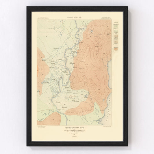 Vintage Map of Shoshone Geyser Basin  1904