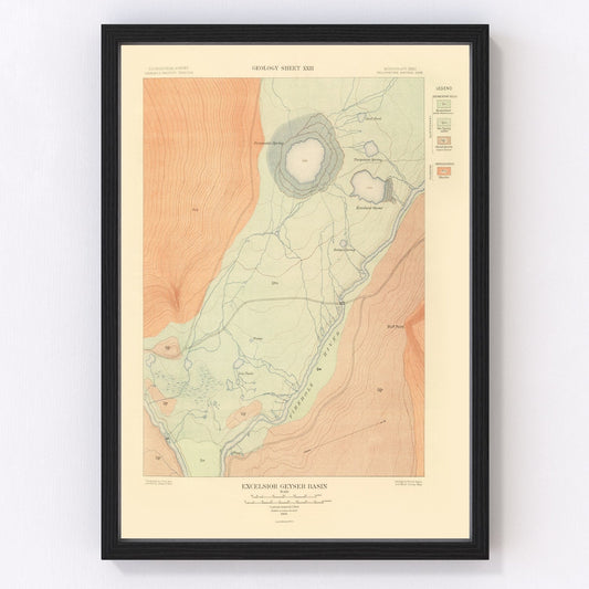Vintage Map of Excelsior Geyser Basin 1904