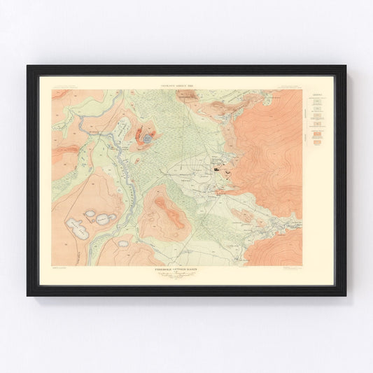 Vintage Map of Firehole Geyser Basin 1904