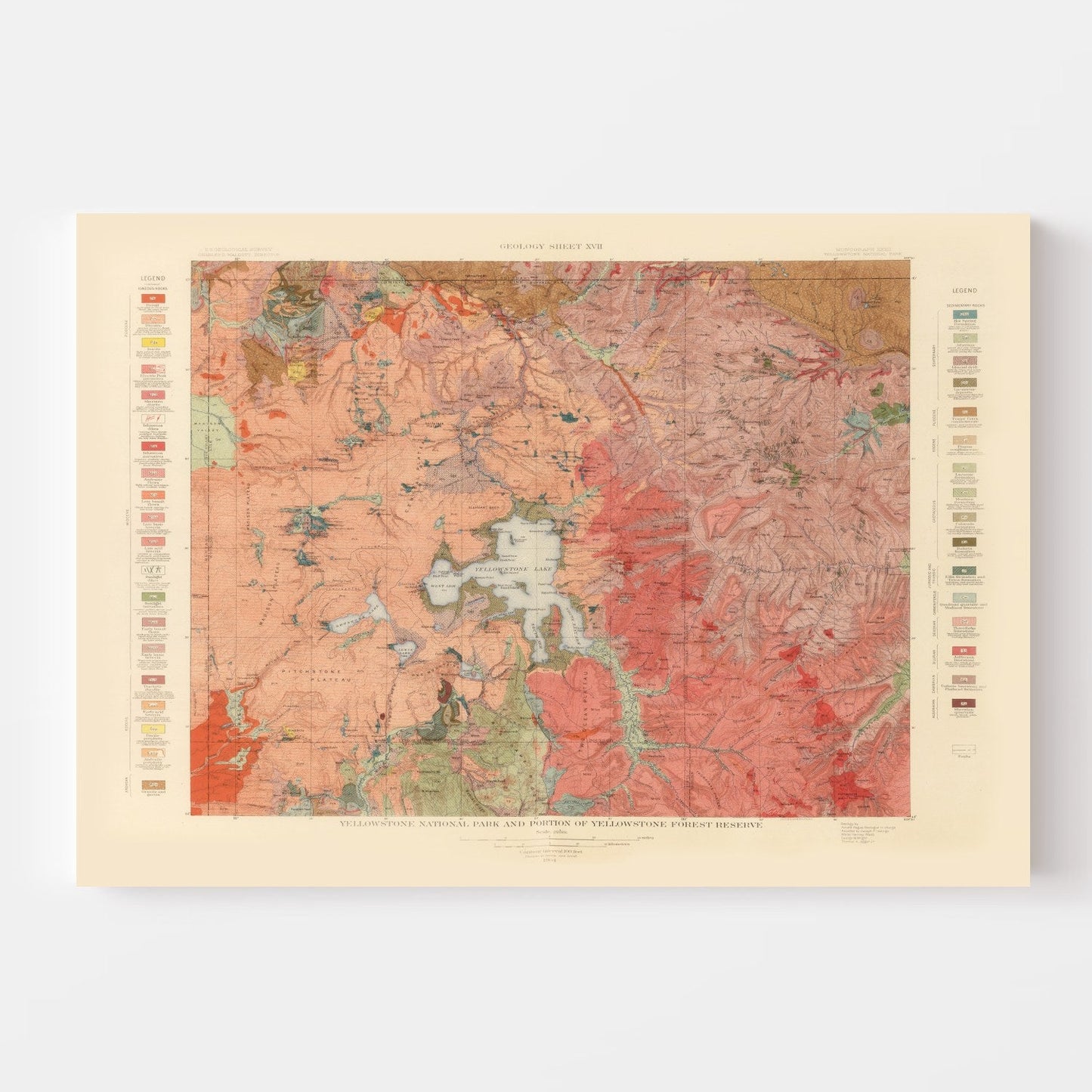 Vintage Map of Yellowstone National Park 1904