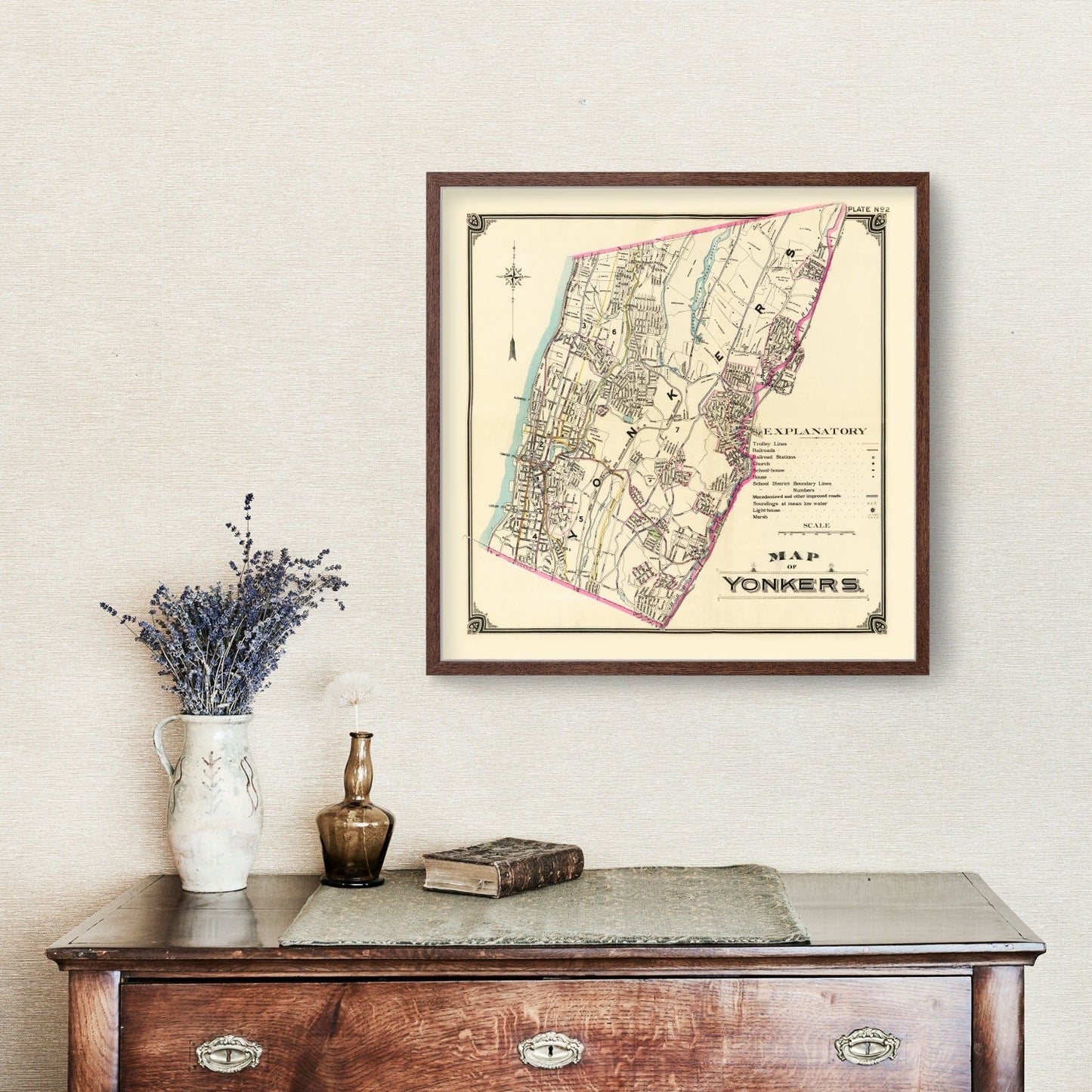 Vintage Map of Yonkers, New York 1900