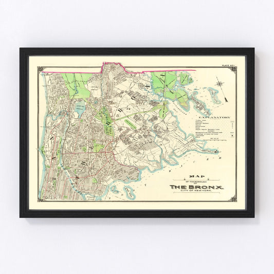 Vintage Map of Bronx, New York 1900