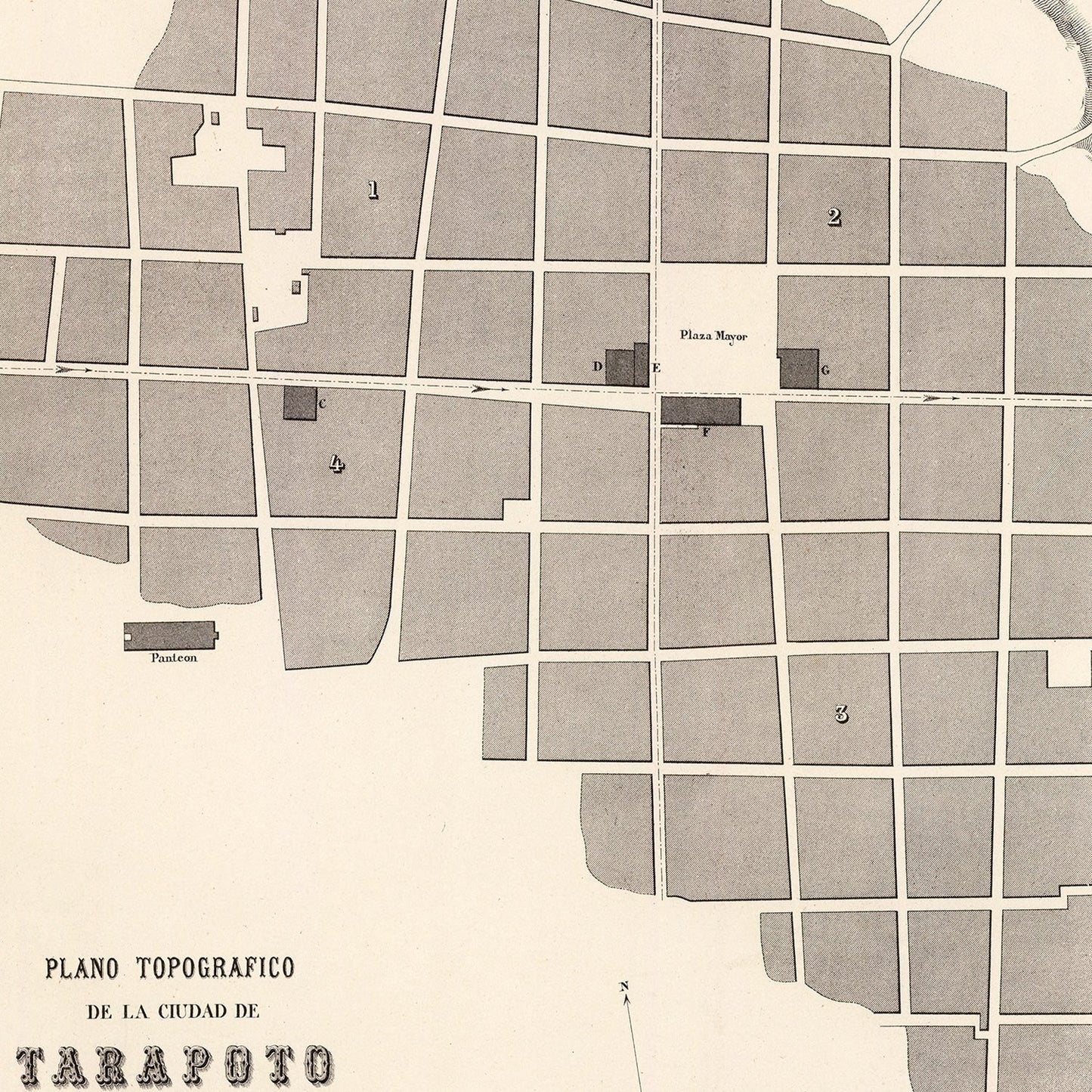 Vintage Map of Tarapoto, Peru 1865