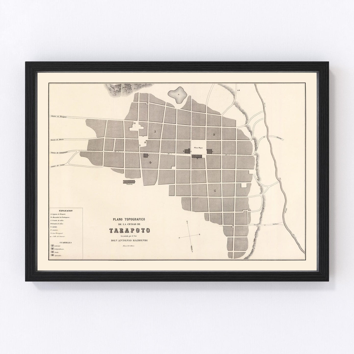 Vintage Map of Tarapoto, Peru 1865