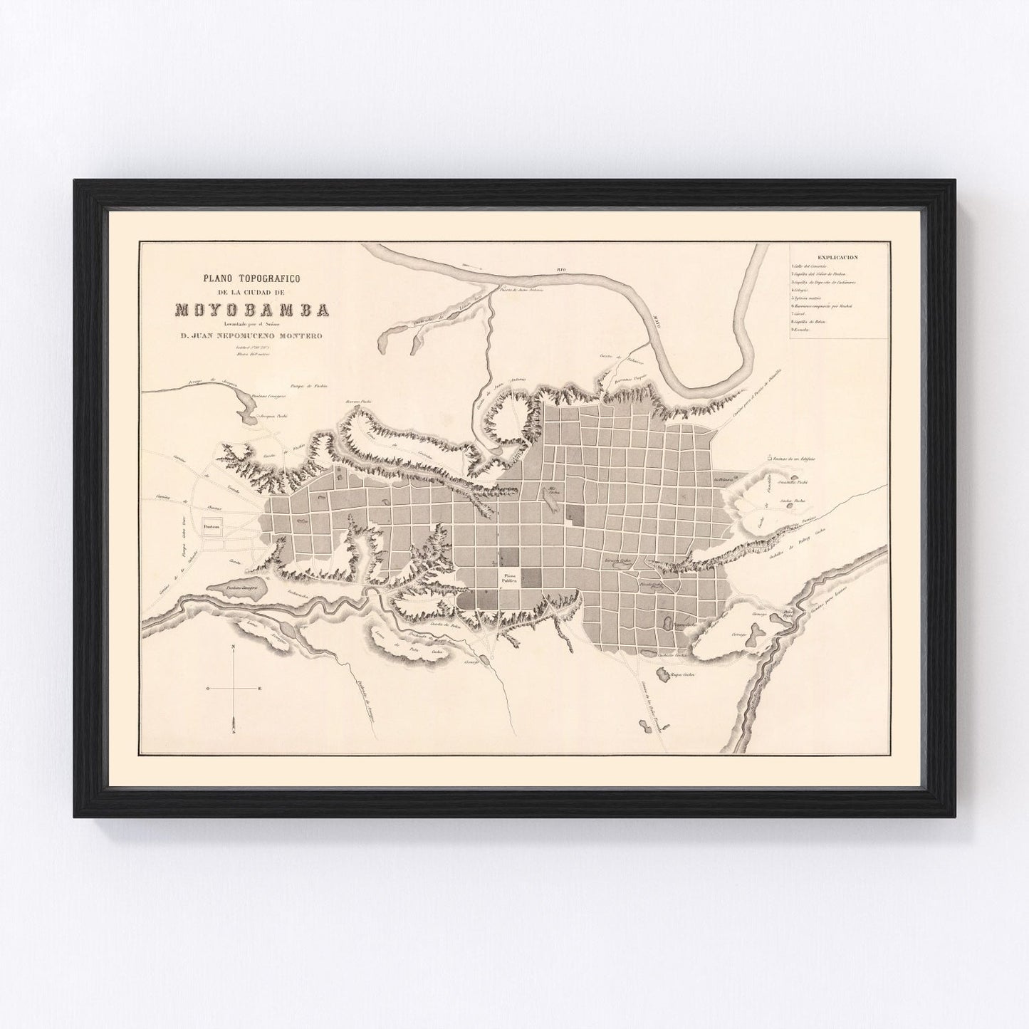 Vintage Map of Moyobamba, Peru 1865