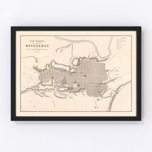 Vintage Map of Moyobamba, Peru 1865