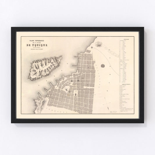 Vintage Map of Iquique, Chile 1865