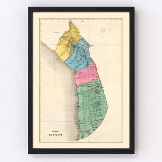 Vintage Map of Moquegua, Peru 1865