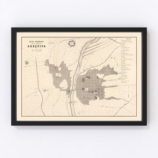 Vintage Map of Arequipa, Peru 1865