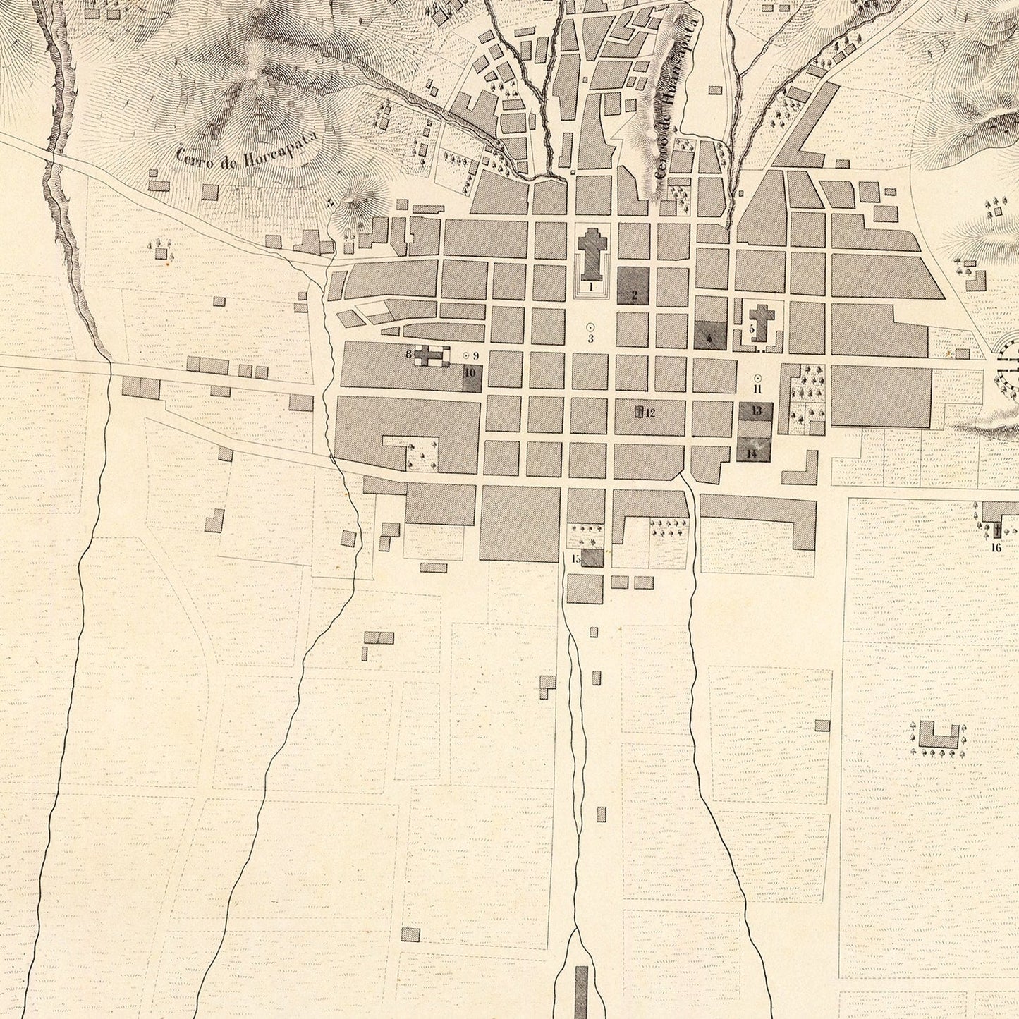 Vintage Map of Puno, Peru 1865