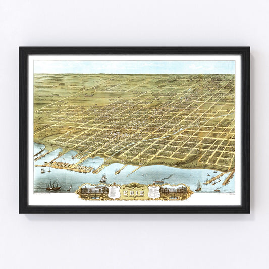 Vintage Map of Erie, Pennsylvania 1870