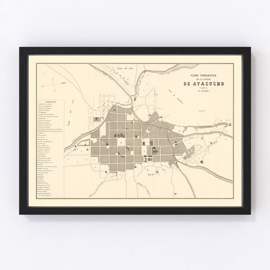 Vintage Map of Ayacucho, Peru 1865