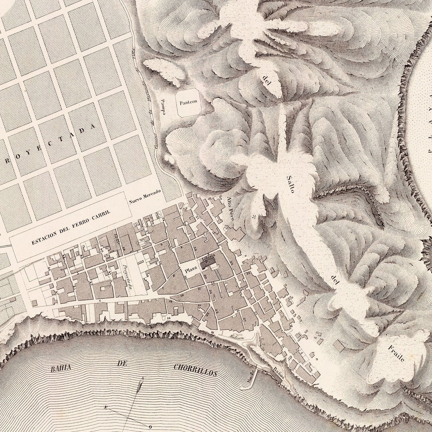 Vintage Map of Chorrillos, Peru 1865