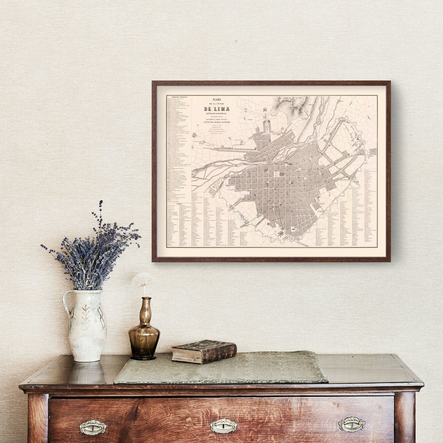 Vintage Map of Lima, Peru 1865