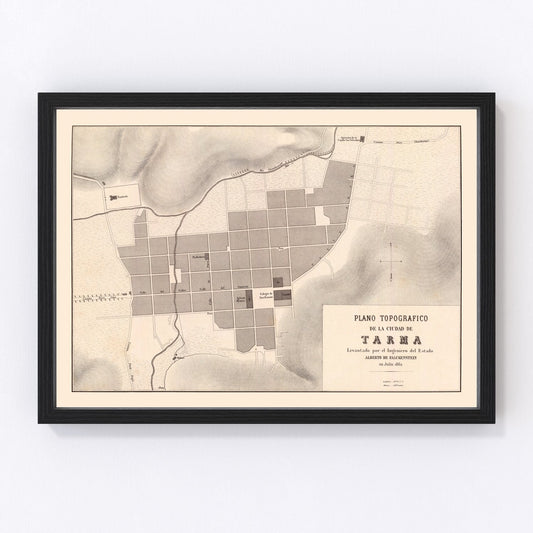 Vintage Map of Tarma, Peru 1865