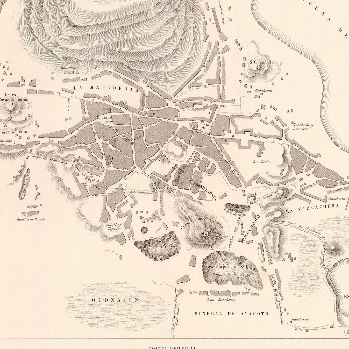 Vintage Map of Cerro de Pasco, Peru 1865