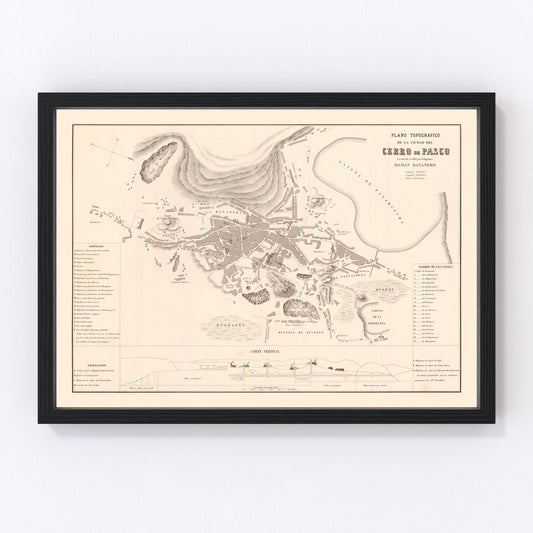 Vintage Map of Cerro de Pasco, Peru 1865