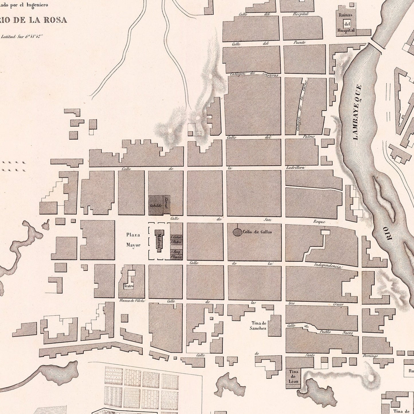Vintage Map of Lambayeque, Peru 1865