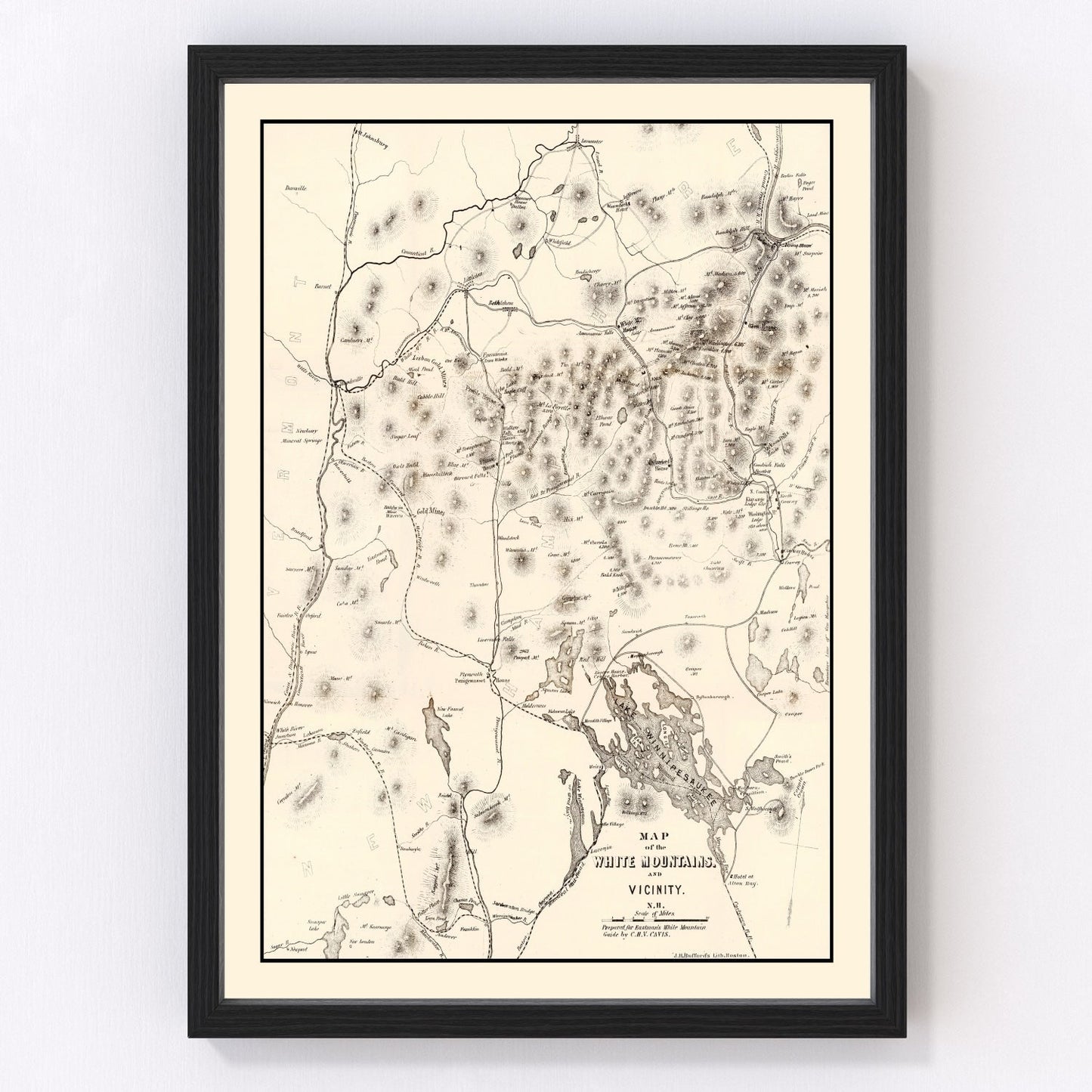 Vintage Map of White Mountains 1872