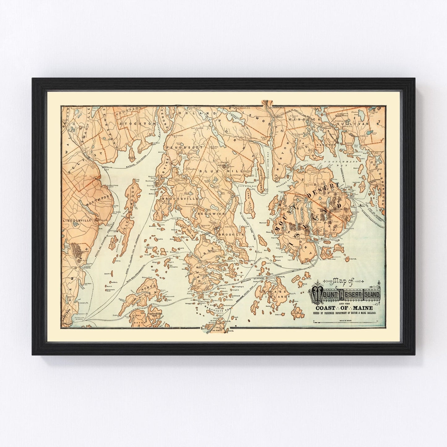 Vintage Map of Mount Desert Island, 1890