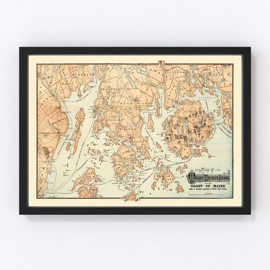 Vintage Map of Mount Desert Island, 1890