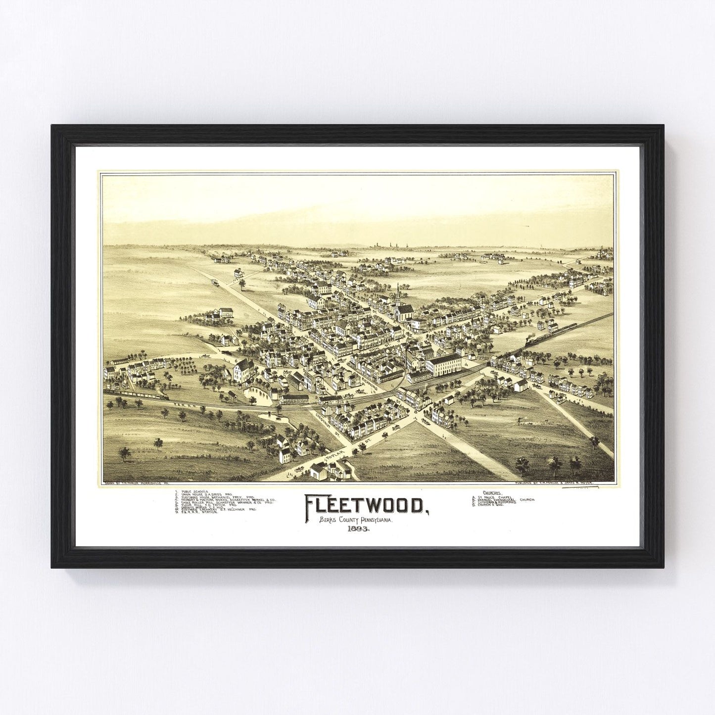 Vintage Map of Fleetwood, Pennsylvania 1897