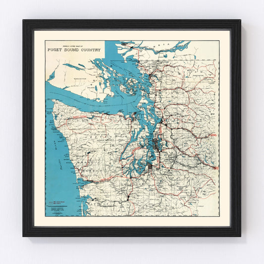 Vintage Map of Puget Sound, 1919