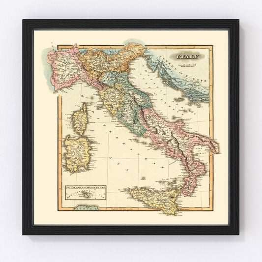 Vintage Map of Italy 1823