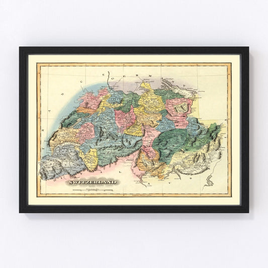 Vintage Map of Switzerland 1823