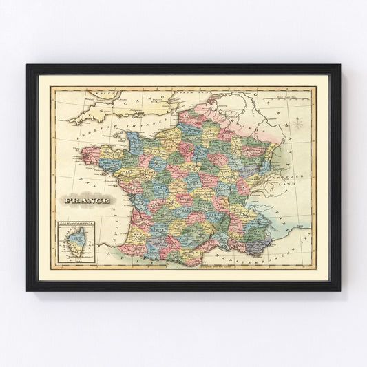 Vintage Map of France 1823