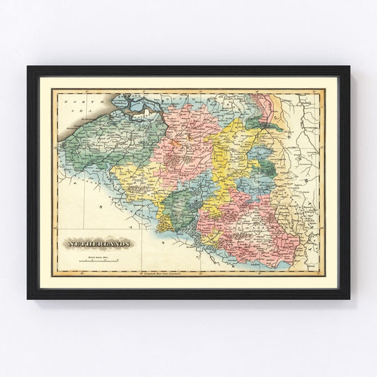 Vintage Map of Netherlands 1823
