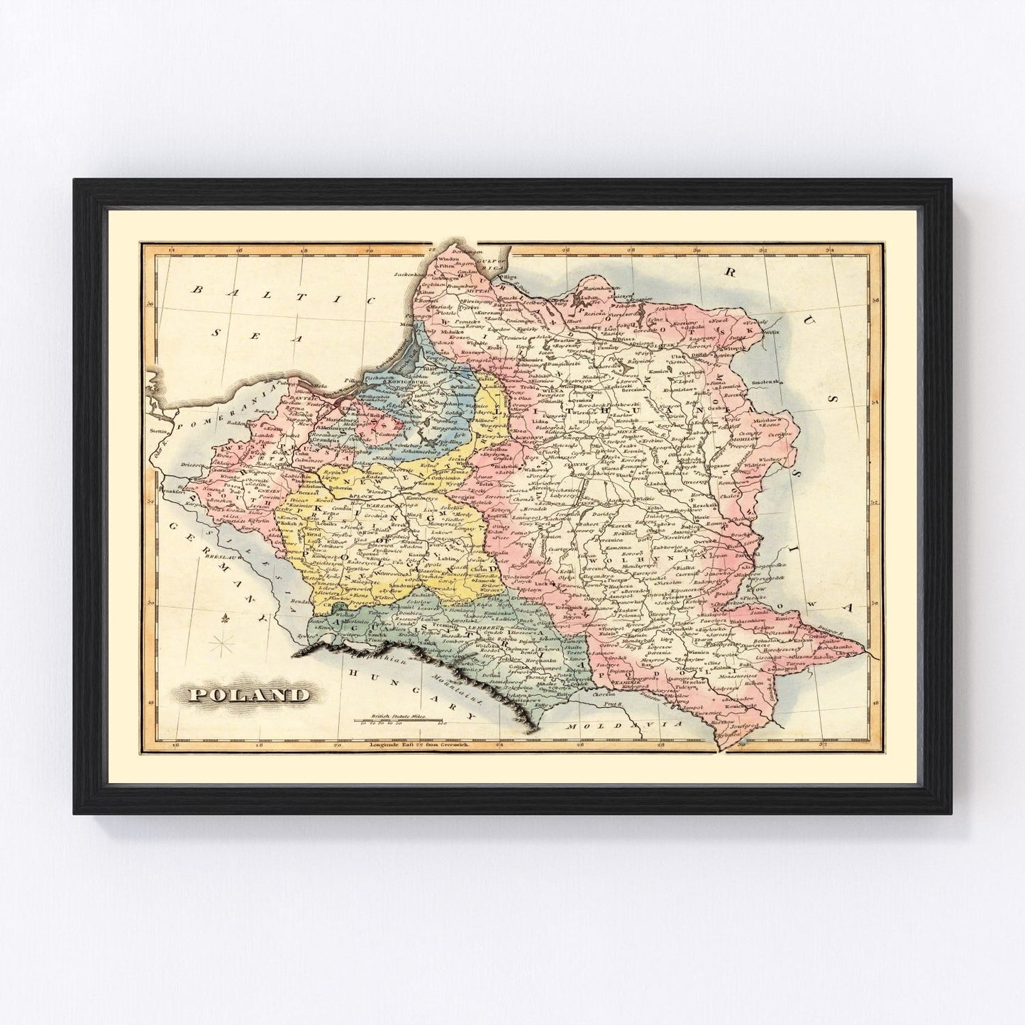 Vintage Map of Poland 1823