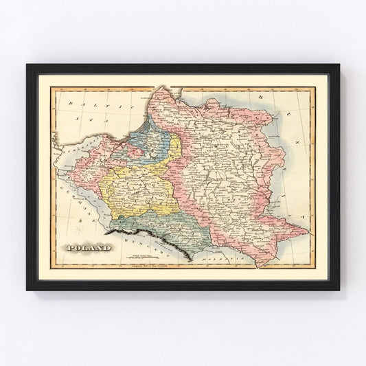 Vintage Map of Poland 1823